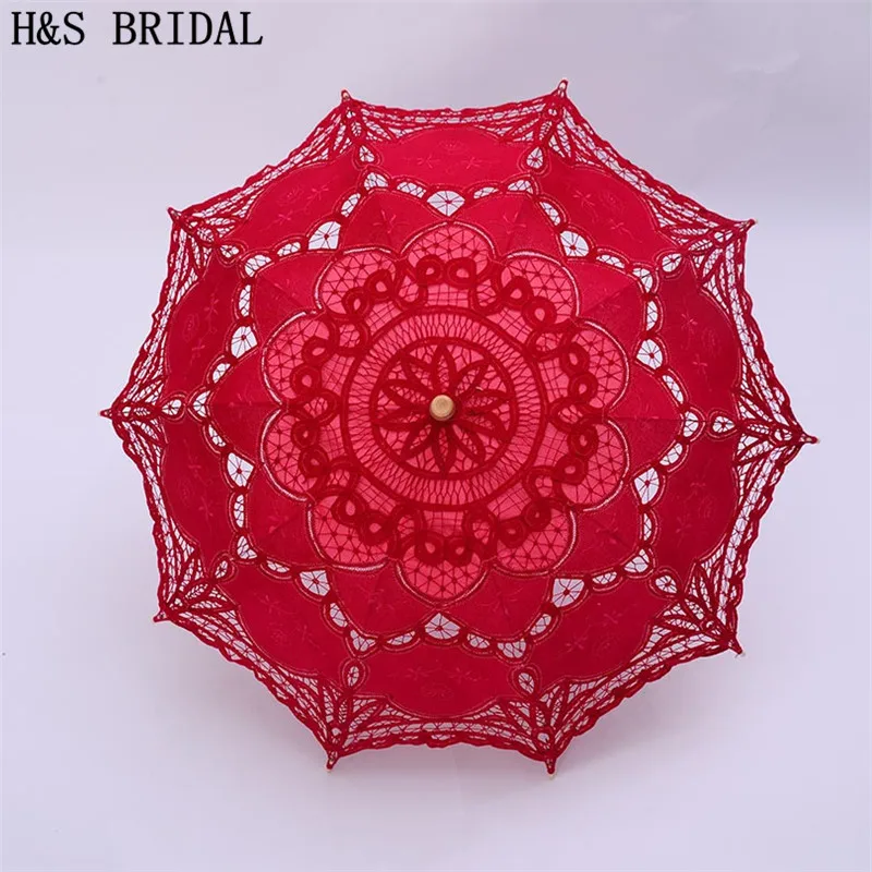 H&S BRIDAL Umbrella Vintage Victorian White Lace Manual Opening Wedding Umbrella Black Bride Parasol For Wedding Shower