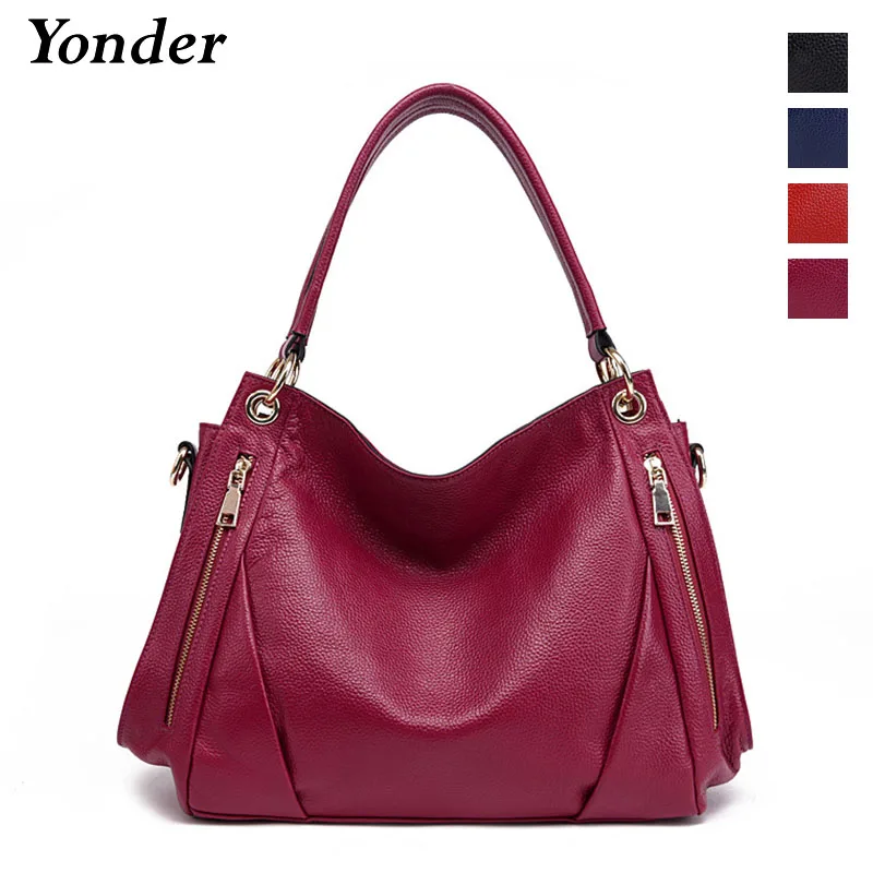 

Yonder brand women handbag genuine leather bag large crossbody messenger bags fashion shoulder bag female Black/Blue/Red/Wine