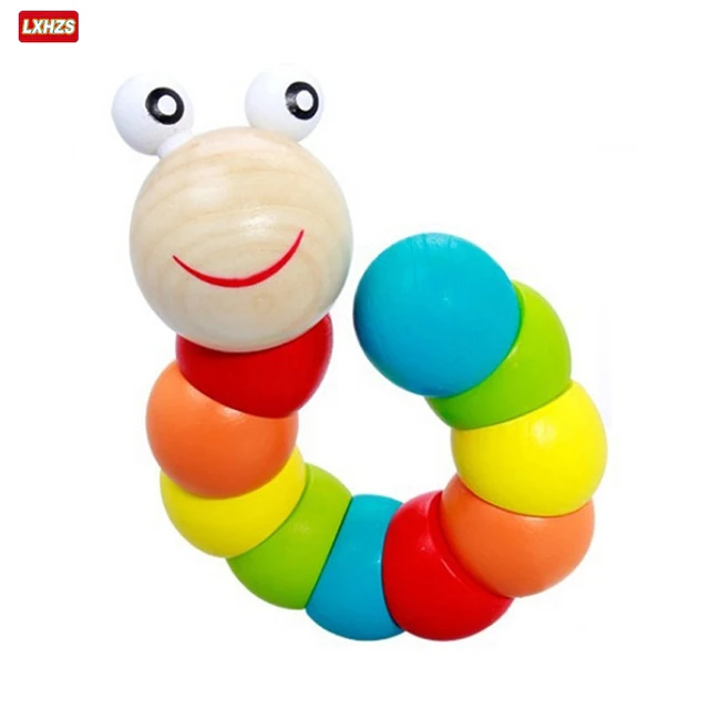 wooden caterpillar baby toy