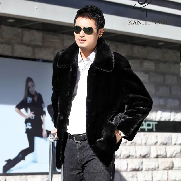 Зимняя стильная норковая шуба из вельвета с отделкой под куницу, теплая верхняя одежда больших размеров, Черная мужская одежда из искусственного меха, меховое пальто, мужские кожаные пальто