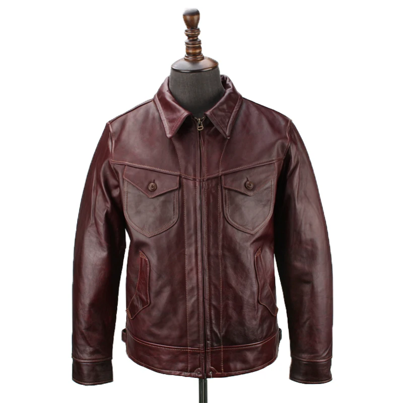 

Read Description ! Asian size super quality men's genuine cow leather coat vintage style cowhide leather jacket 170311-7