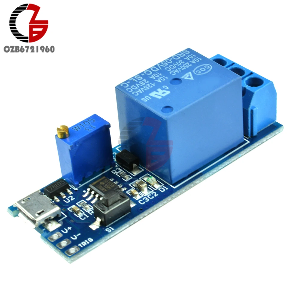 

DC 5V-30V Micro USB Delay Relay Switch Module Trigger Delay Module 5V 12V 24V
