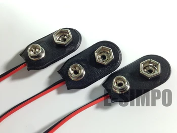 

100pcs 9V Battery Clip 9V Battery Snap-on connector with 150mm long wire copper contact, Rohs compliant, high quality