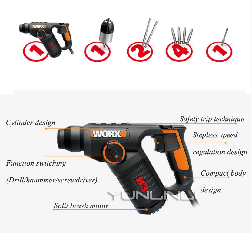 Многофункциональный электрический молоток дрель стена бетонная Ударная дрель бытовой электрический инструмент WX346