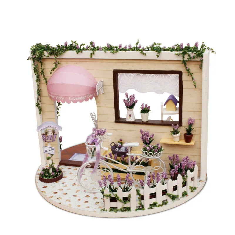

Cute Families Mini Dollhouse Sky Garden Lavender Mono DIY Music Box Toys for Girls Birthday Gifts Juguetes Brinquedos