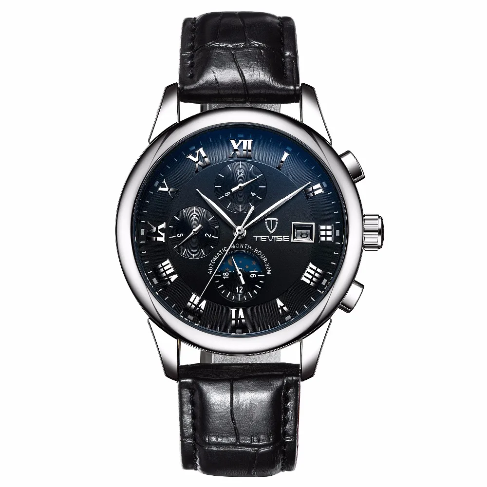 

TEVISE Mens Watches Top Brand Luxury Automatic Mechanical Watches Men Waterproof Watch Genuine Leather Watch