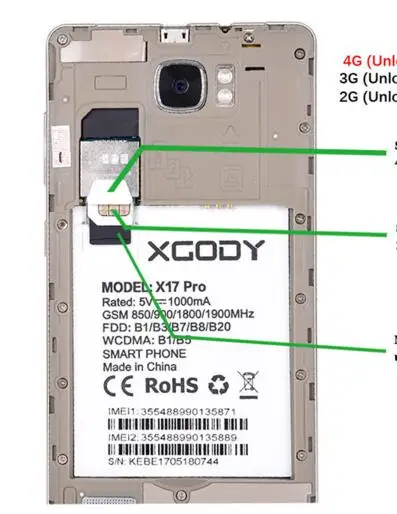 100% Новый оригинальный телефон XGODY X17 pro 2500 мАч плата аккумулятора для Pro/MG16 4G LTE 5
