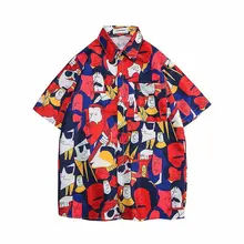 Спортивная мужская гавайская рубашка Aloha винтажная Повседневная футболка на пуговицах