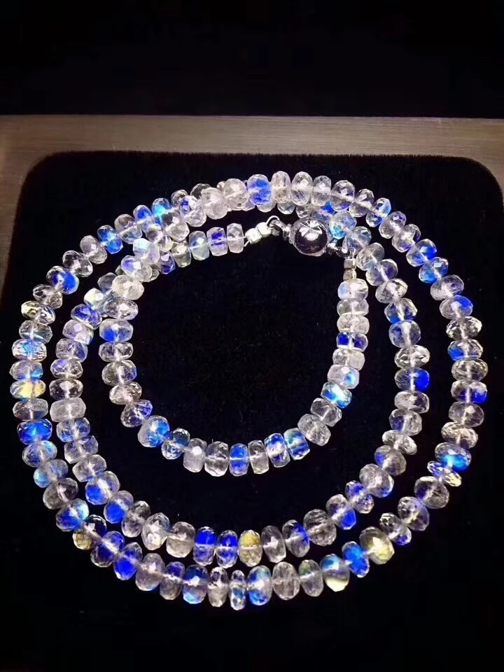 

Wholesale Genuine Blue Lights Natural Moonstone Bracelets Women Female Stretch 6mm Crystal Abacus Beads Bracelet Necklace AAAAAA