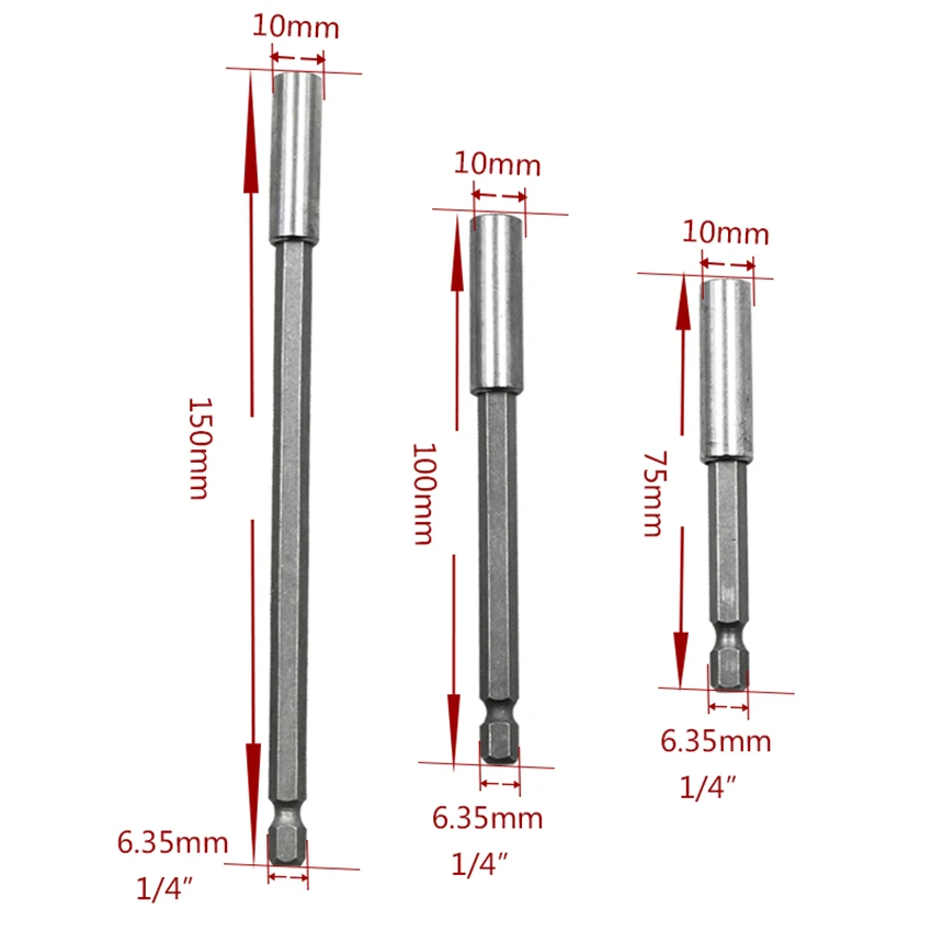 

1/4'' Strong Magnetic Hex Screwdriver Bit Extension Connecting Rod Sleeve Pistol Drill Extension Rod 6.35mm Sleeve Quick Adapter