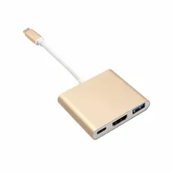 USB 3,1 Тип-C к HDMI адаптер USB 3,0 3-в-1 PD зарядки Hub Поддержка 4 К конвертер кабель для Apple Macbook