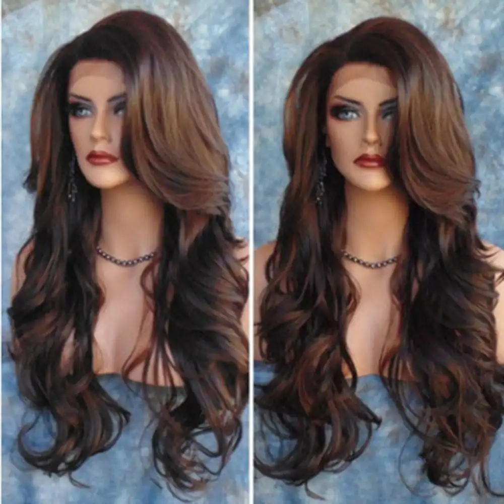 Costumes Brown Curly Wavy Human Hair Body Wave Long Front Hair