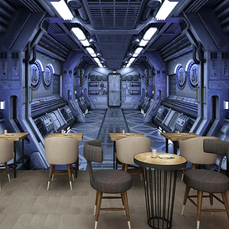 

3D Wallpaper Modern Creative Space Capsule Photo Wall Murals Restaurant Bar KTV Background Wall Covering Waterproof Wall Cloth