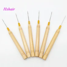 Шт.-50 шт. деревянная ручка Тяговая игла/микро кольца/петля для наращивания волос Инструменты