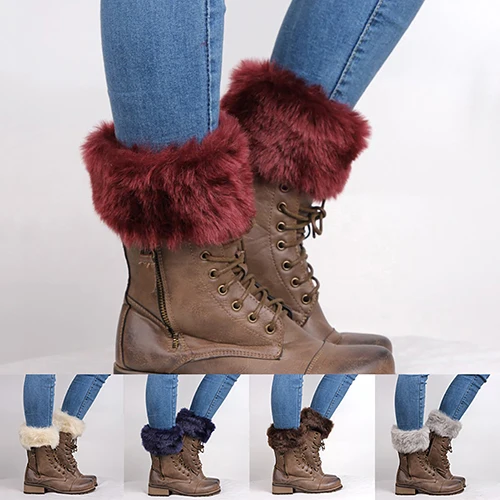 Women's Autumn Winter Fashion Furry Ribbed Boot Cuffs Boot Toppers Leg