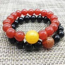 Drop Shipping Natural Agate Beads Buddhist Scriptures Bracelet Amulet Sprinkle Jade Stone Bracelet For Women Men lii ji natural stone black onyx agate clear quartz crystal with jade clasp bracelet for women party