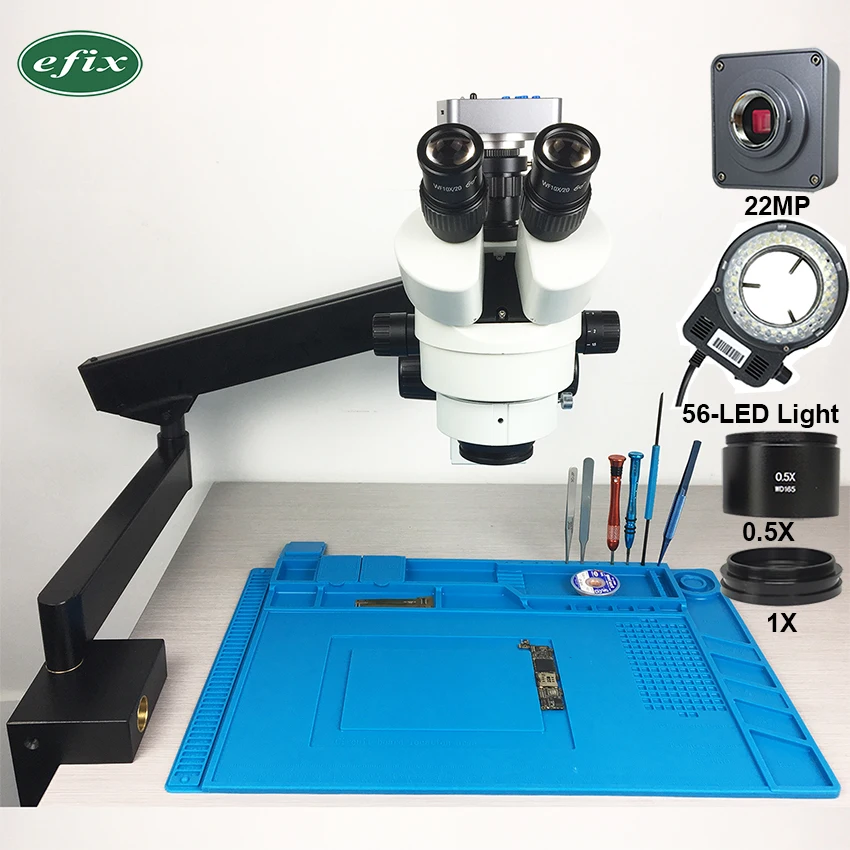 

efix HDMI USB 3.5-45X 22MP Trinocular Stereo Microscope Simul-Focuse Articulating Arm Stand Zoom Digital Camera Phone Repair