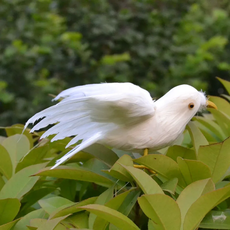 

14cm simulation bird spreading wings feathers white bird model handicraft props garden decoration h1044