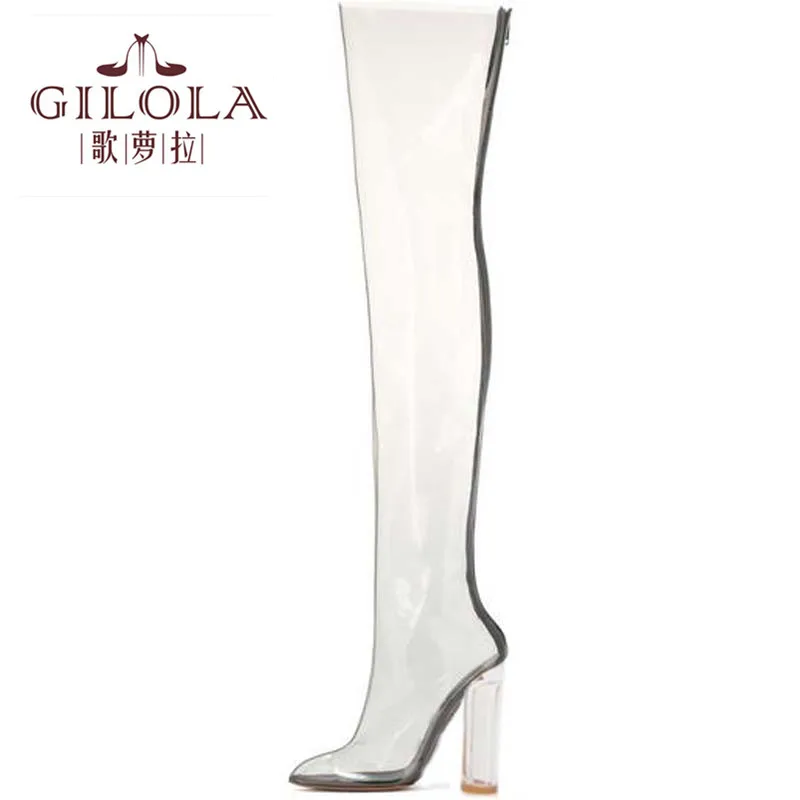 

GILOLA 9cm High Heels Platform Snow Women Over The Knee Boots Shoes Woman Autumn Winter Botas Thick Heels #Y0125047Q