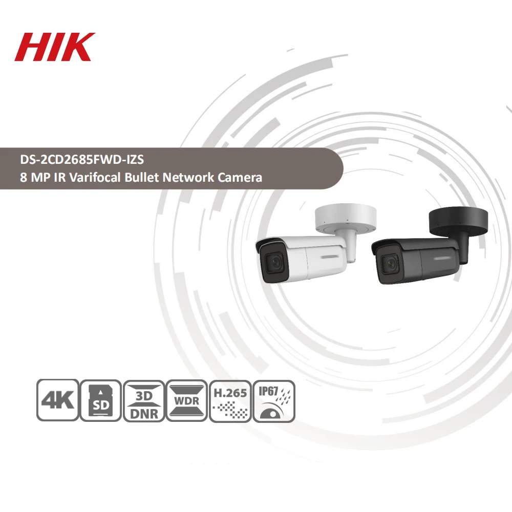 Hikvision DS-2CD2T85FWD-I8 bullect Камера 8MP POE CCTV Камера 80 м ИК-диапазоне Обновление версии DS-2CD2T85FWD-I5