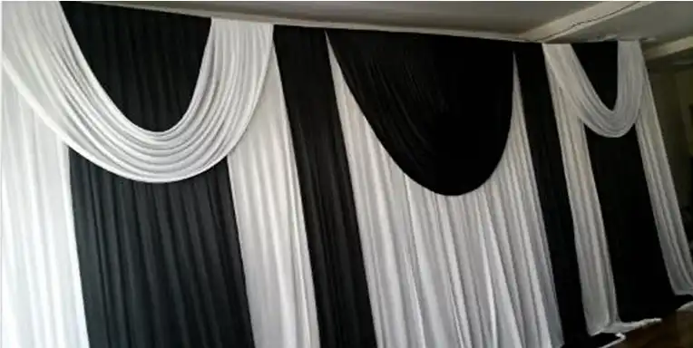 3 6m Black And White Funeral Backdrop Church Stage Curtain