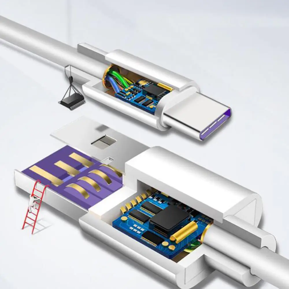 USB نوع C كابل علامة هواوي P30 برو لايت Mate20 P10 زائد 5A USB 3.1 نوع-C الأصلي أدائنا الهاتف المحمول الكابلات ل Andriod