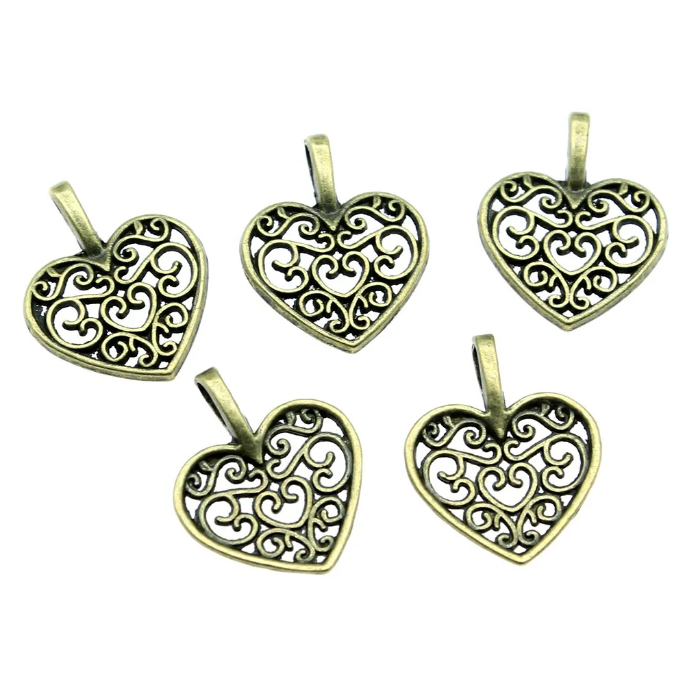 20pcs Engraved Heart Charms Small Heart Charms Tiny Heart Charm For