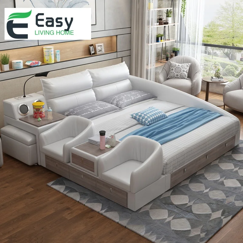 Easyliving дома натуральная кожа многофункциональная кровать с Детская кроватка