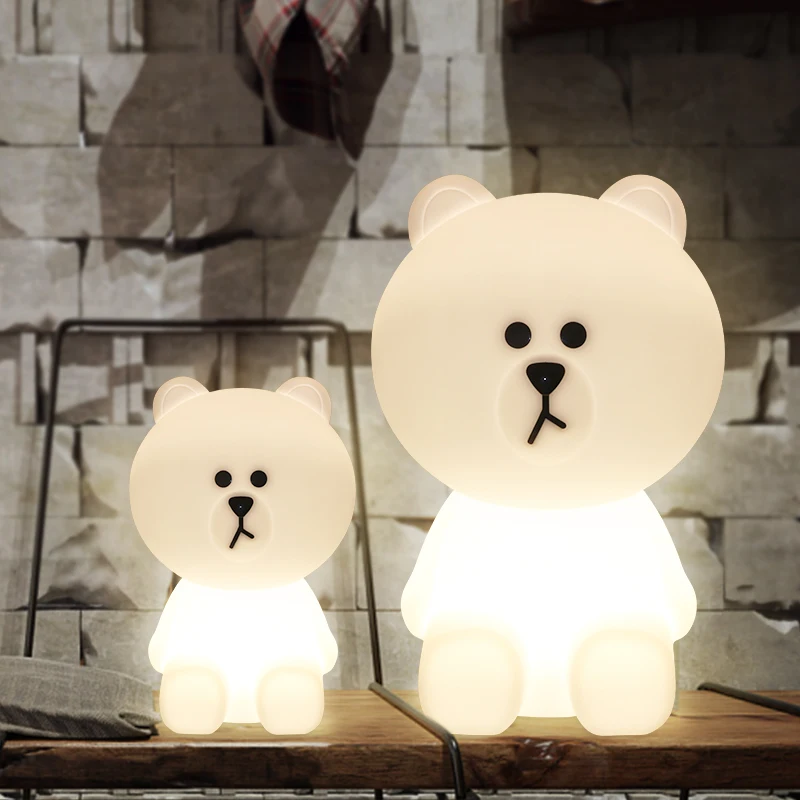 Lâmpada de Mesa Luminárias para o Bebê Quarto dos Miúdos Luz da Noite das Crianças Urso Marrom Bonito Lâmpada Lampe Lamparas Led Criativo 16 Cheap Luzes noturnas