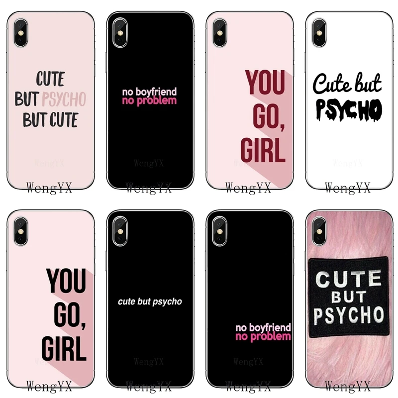 

For Apple iPhone X XR XS Max 8 7 plus 6s 6 plus SE 5s 5c 5 4s 4 Cute But Psycho Girls fashion TPU Soft phone cover case