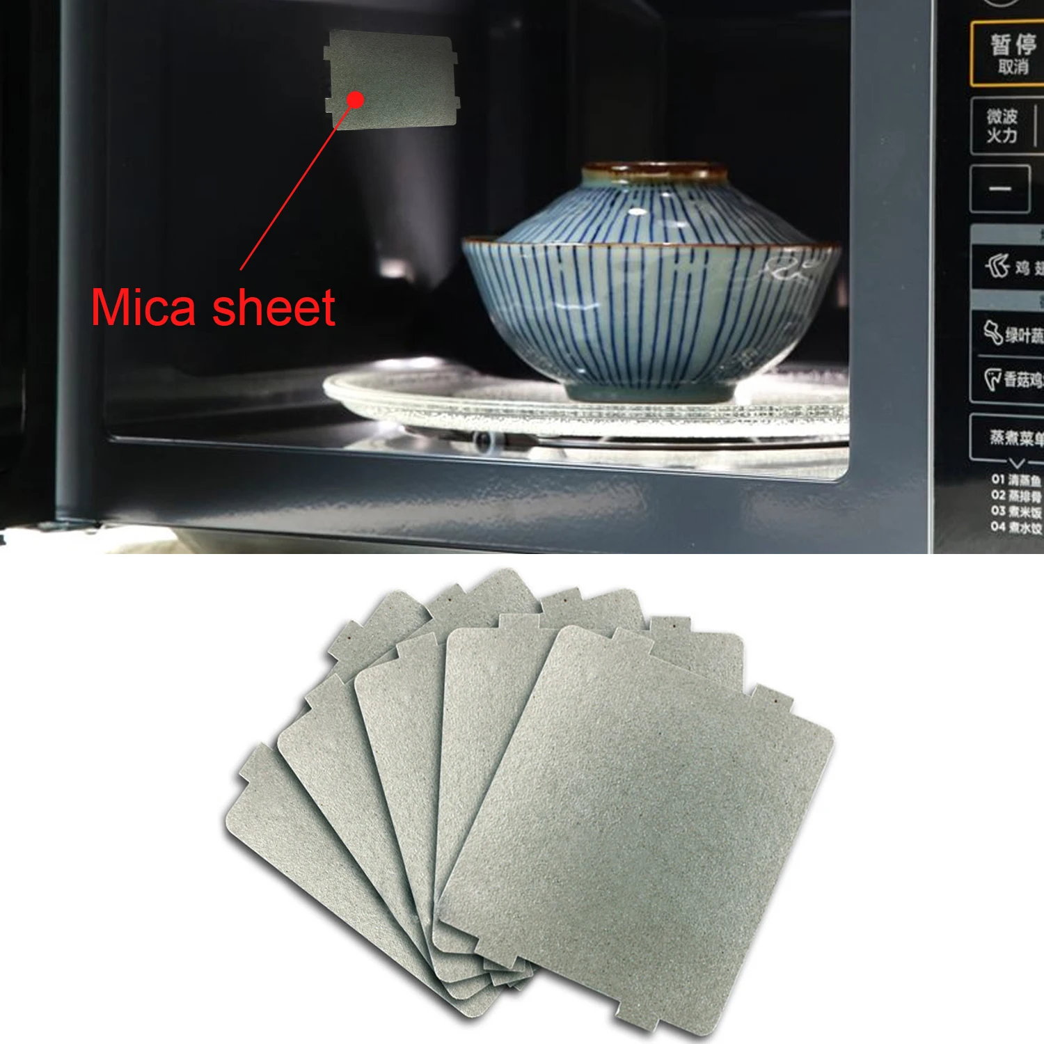 Behogar 5pcs Microwave Oven Mica Plate Sheet Paper Repairing Accessories Replacement Parts for Midea 9.9 x 10.8cm