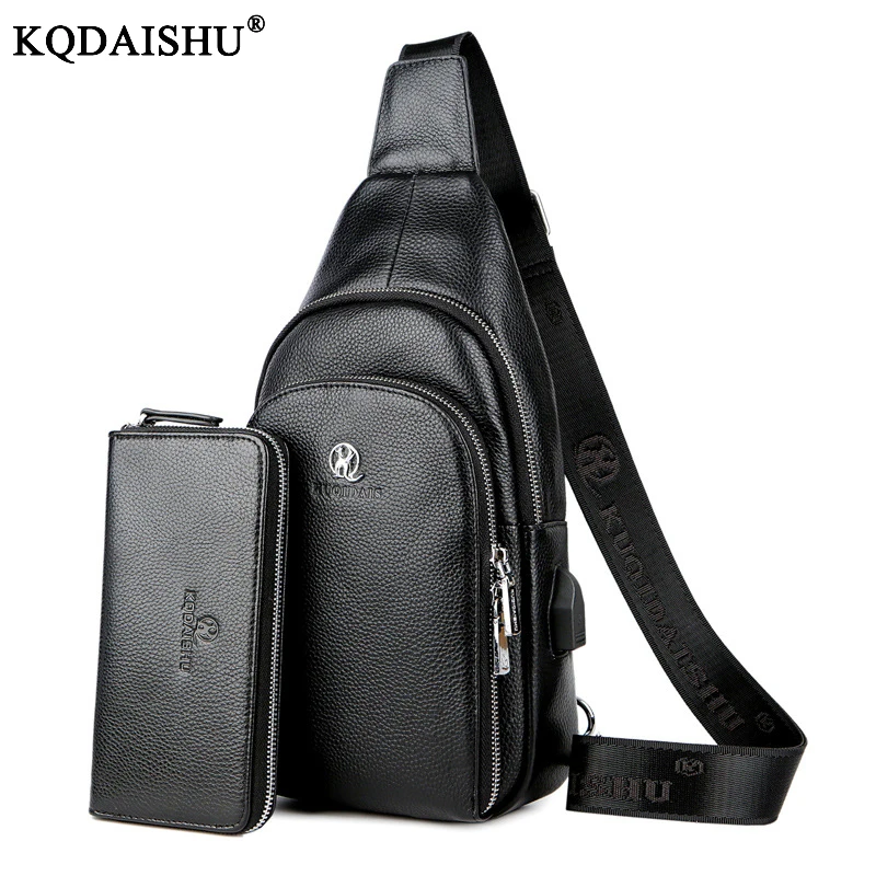 

KUQIDAISHU 2019 New Men Bag Genuine Leather Chest Bag Male England Style Messenger Bag Man Natural Leather Leisure Crossbody Bag