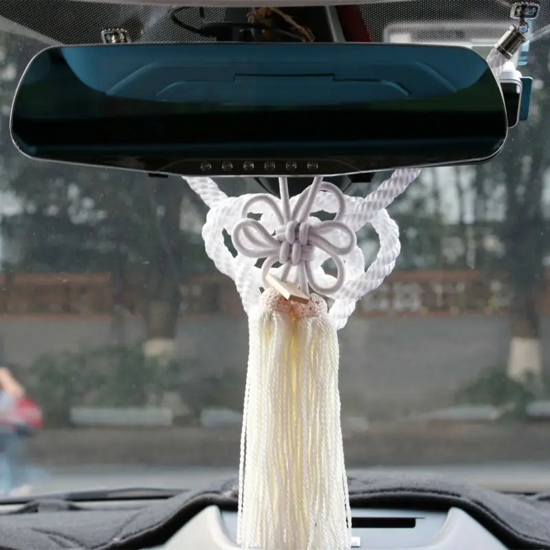 Набор 2 в 1 соединительная планка производство KIN TSUNA веревка белый FUSA KIKU узлы для автомобиля зеркало заднего вида украшения китайский талисман талисманы