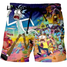 LIASOSO летние мужские и женские шорты с 3D рисунком Рика и Морти, пляжные мужские шорты для фитнеса, брендовая одежда K005