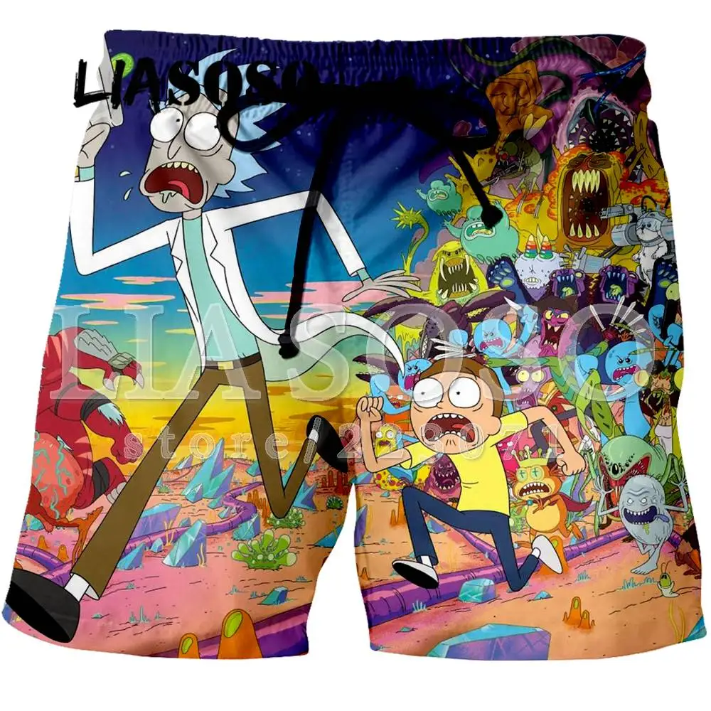 

LIASOSO 2019 summer men and women shorts 3D cartoon Rick and Morty printing beach fitness men's shorts brand clothing K005