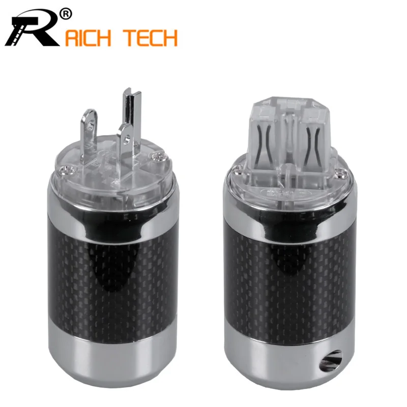 

2pcs/1pair New arrival Hi-End Grade Power Connectors Male&Female Jack Carbon fiber HiFi Audio Speakon AC Power Plug