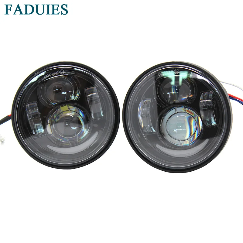  FADUIES 1 Pair 4.5 inch Motorcycle Led Headlight High Low Beam With DRL Angle Eyes For Harley-Motor - 32728836510
