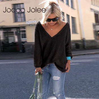 

Jocoo Jolee Plus Size Autumn Winter Knitting Casual Long Sleeve Solid Sweater Loose Female Sweaters Fashion Women Clothing 4XL