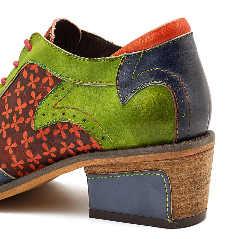 Big Size Genuine Leather Women's Oxford Shoes New Printed Bullock Students Oxfords For Women Retro Lady Casual Flat Brogue Shoes (11)