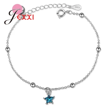 

Genuine Brand Big Promotion 925 Sterling Silver Blue Cubic Zirconia Star Shape Pendant Bracelet For Women Girl Birthday