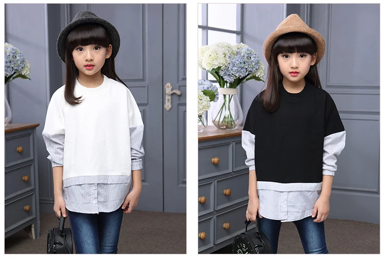 long sleeve girls tops blouses children's fashion clothing spring 2018 striped sleeve patchwork blouse shirt baby girl clothes (12)