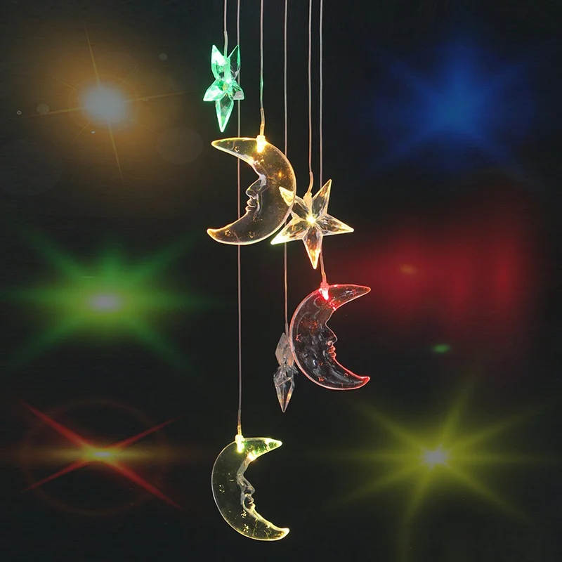 

Colorful Star Moon Solor Led Wind Chime Light Solor Power Wind Chime Flash Light for Kids Home Yard Garden Hanging Decor Gifts