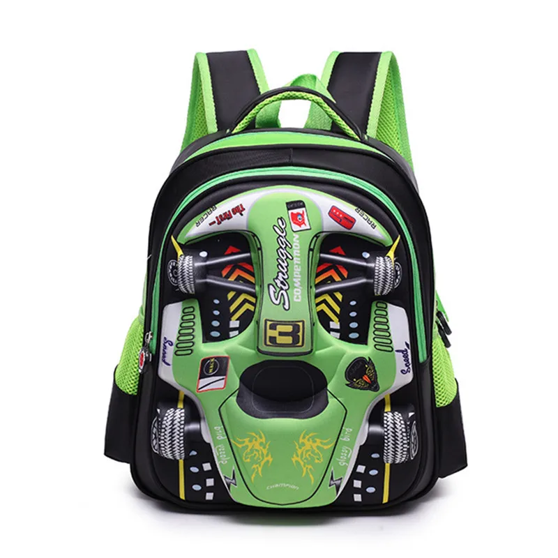 Детские Мультяшные школьные сумки с 3D машинками, школьные рюкзаки для школьников, Детские рюкзаки, школьные сумки, Mochila Infantil - Цвет: large green