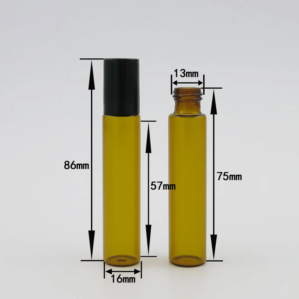 50 шт. x 10 мл янтарные бутылки с шариком для эфирных масел рулон многоразового флакона для духов контейнеры для дезодорантов