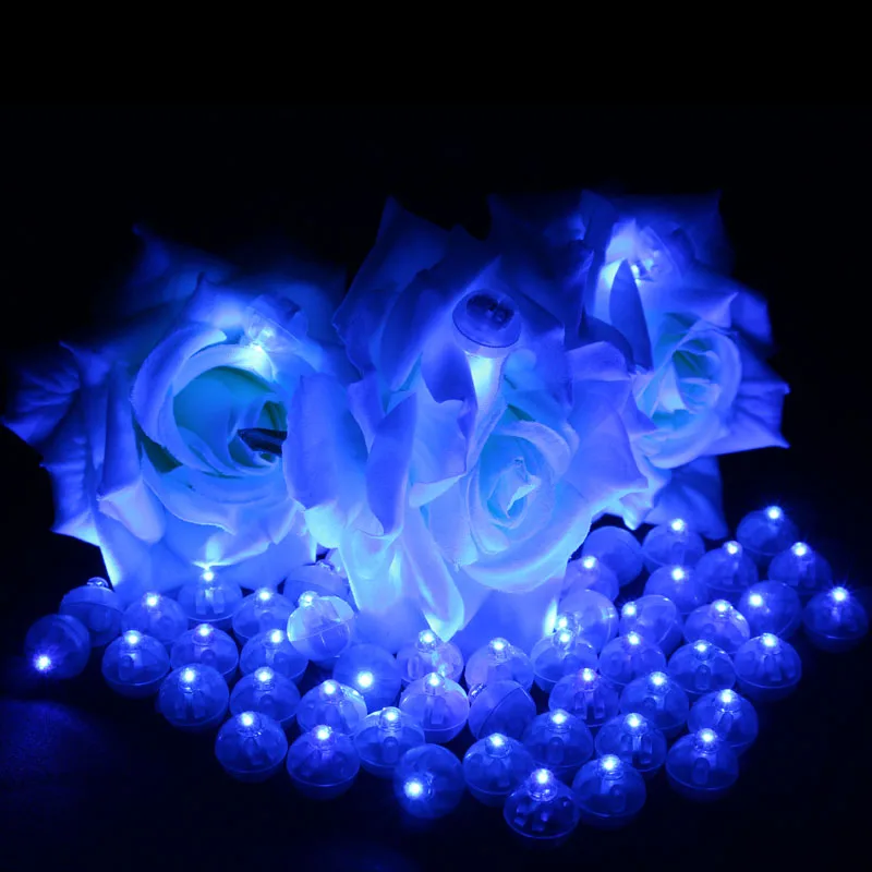 

50Pcs/Lot Blue Mini Balloon Lamp LED Round Light For Paper Lantern Balloon Wedding Party Floral Deco Christmas Halloween Suppies