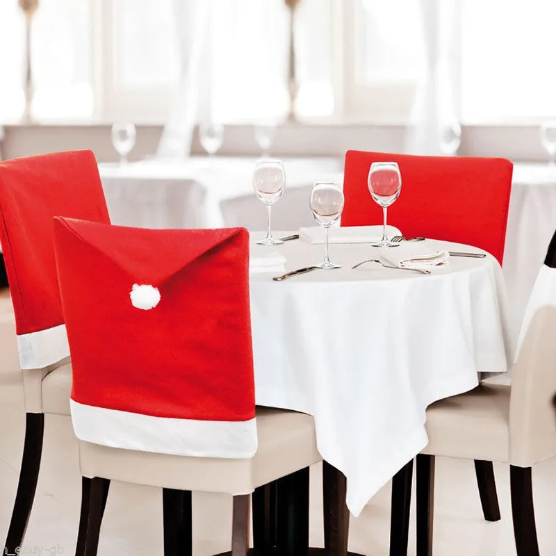 

Chair Covers Creative Solid Santa Claus Hats Christmas Decoration Kitchen Dinner Table Party Home Decor