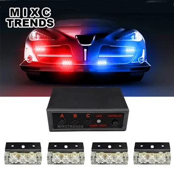 

MIXC TRENDS Car Motorcycle Strobe Flash Light DC 12V 4x3 Led Flashing Firemen Lights Car Emergency Warning Police Truck Light