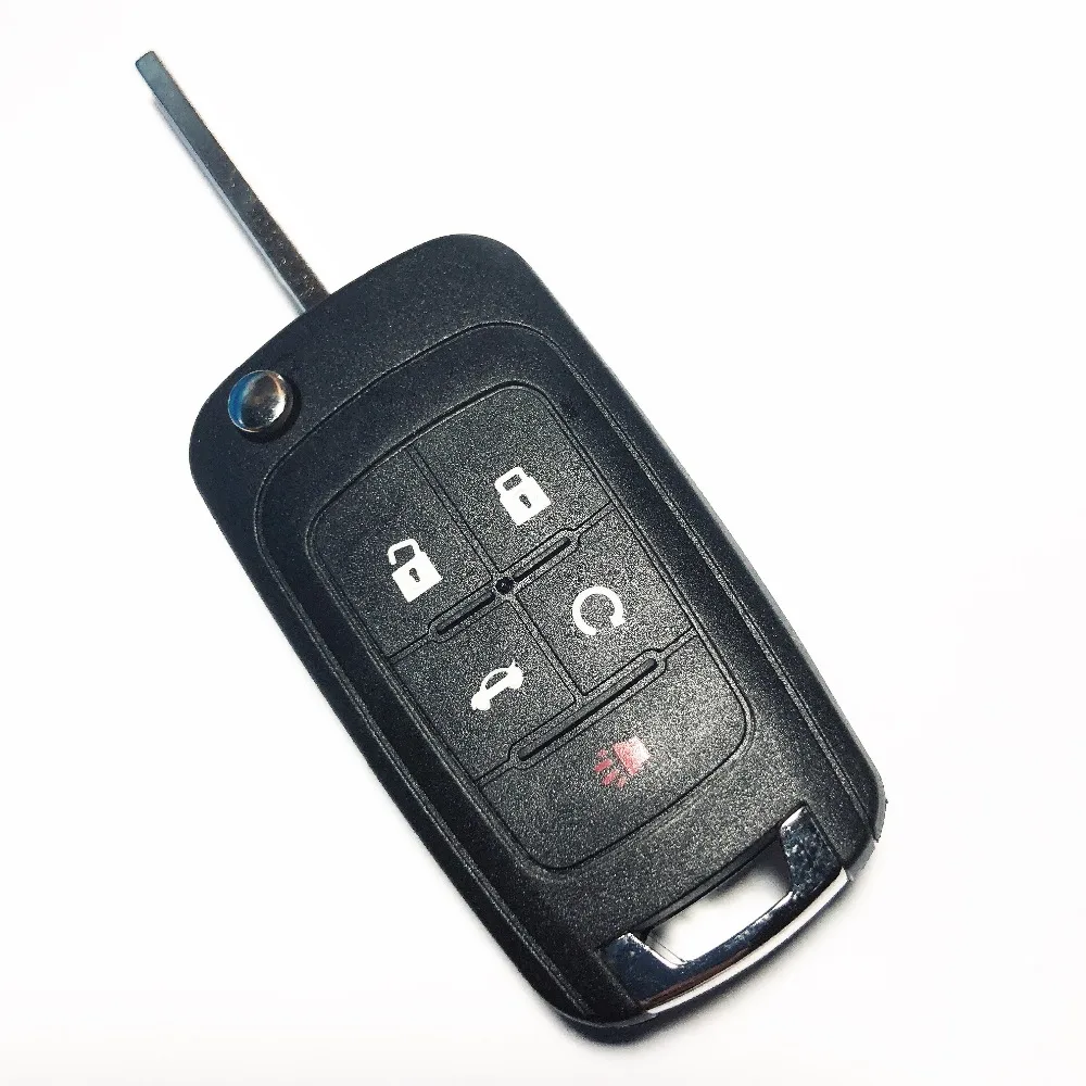 With Emblem 5 Button Flip Folding Car Key Shell Remote Case Fob Cover