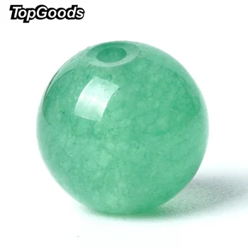 

TopGoods Natural Green Beads Round Loose Jade Stone Bead 6/8/10mm 15" Aventurine Jasper For DIY Women Fine Bracelet Jewelry