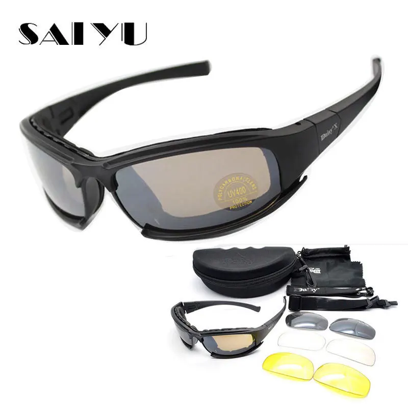 SAIYU X7 Military Goggles Bullet-proof Army C6 Polarized Sunglasses 4 Lens Hunting Shooting Airsoft Cycling Motorcycle Glasses SAIYU X7 Military Goggles Bullet-proof Army C6 Polarized Sunglasses 4 Lens Hunting Shooting Airsoft Cycling Motorcycle Glasses